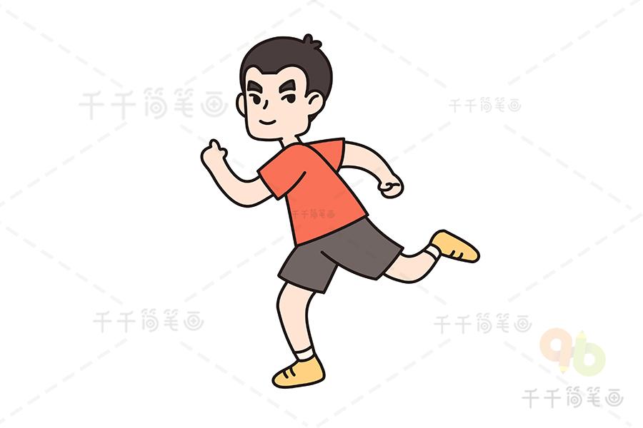 男生侧身跑步简笔画（跑步男孩简笔画简单）(6)