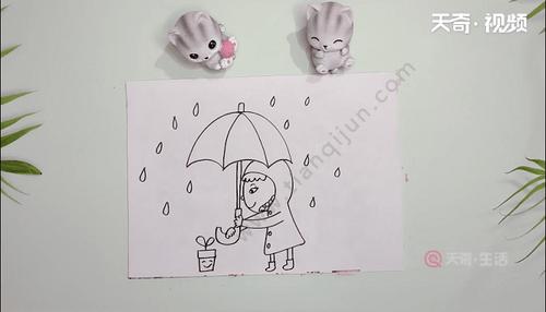 下雨房子人物简笔画（下雨天的场景简笔画）(8)