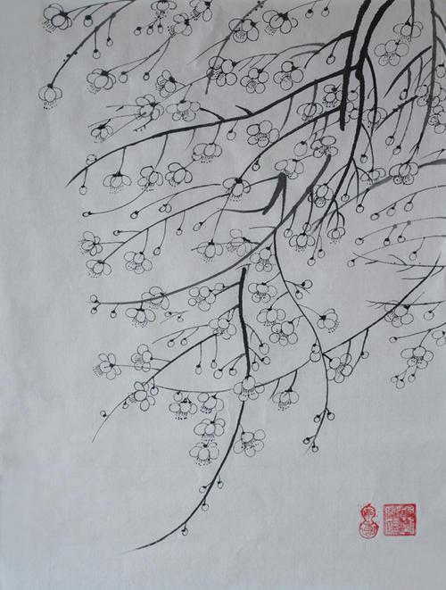 梅花洒满地的简笔画（画一朵梅花简笔画）(7)