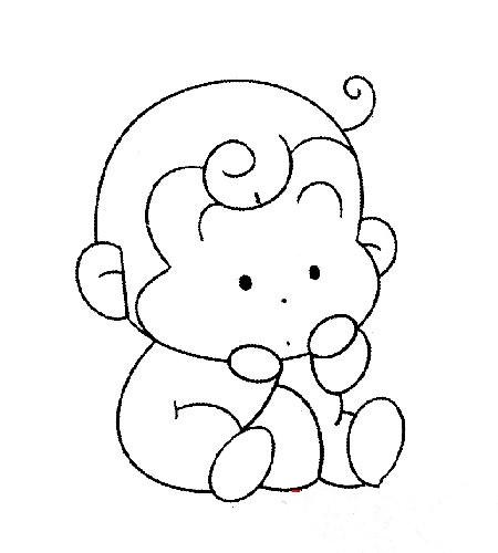 坐着的猴子简笔画图片（简易猴子简笔画）(2)
