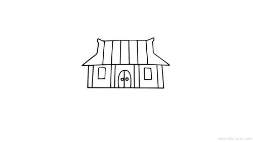 古代房顶简笔画（古时候房子的简笔画）(8)