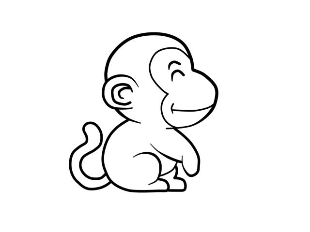 坐着的猴子简笔画图片（简易猴子简笔画）(8)