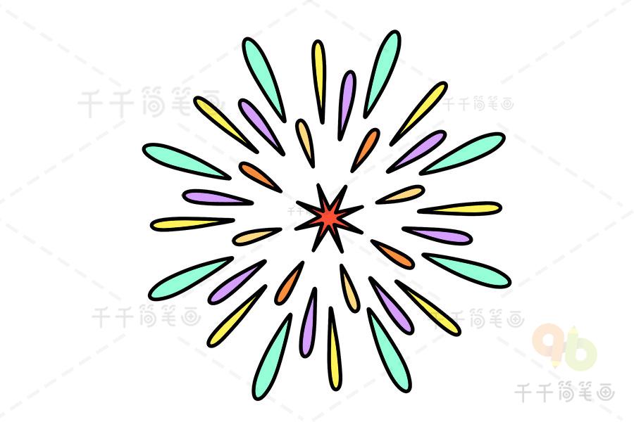 2022数字烟花简笔画（数字烟花简笔画）(2)