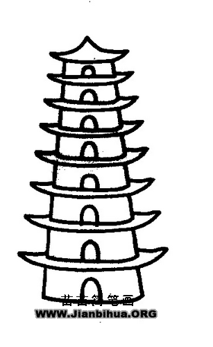 多姿多彩的塔怎么画简笔画（各种塔的简笔画）(8)