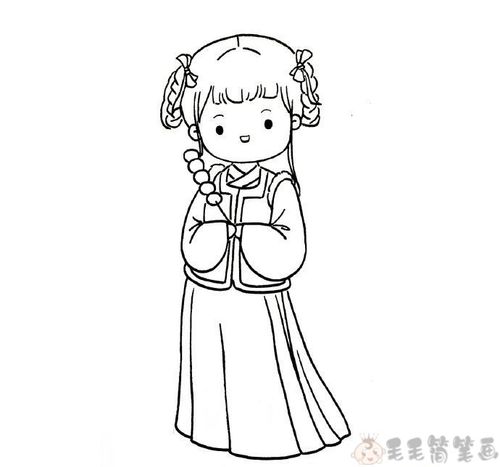 美丽漂亮古风女生简笔画（古风女孩简笔画小清新）(10)