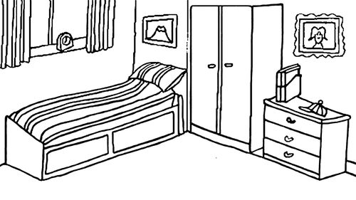 房间正视图简笔画（房间内部简笔画图）(7)