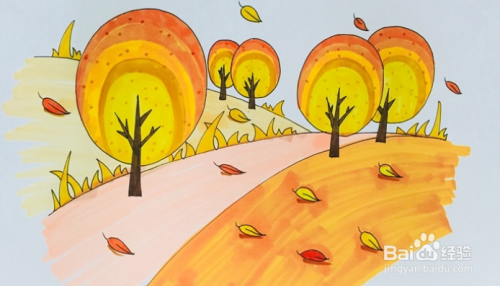 眼中的秋天是怎样的简笔画（关于秋天简笔画）(3)
