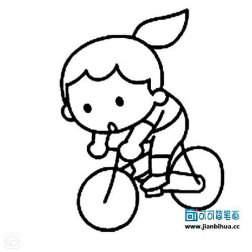 女孩骑自行车简笔画三步（儿童人物骑自行车简笔画）(5)