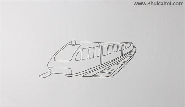 高铁连接两地简笔画（高铁的整个图简笔画）(3)