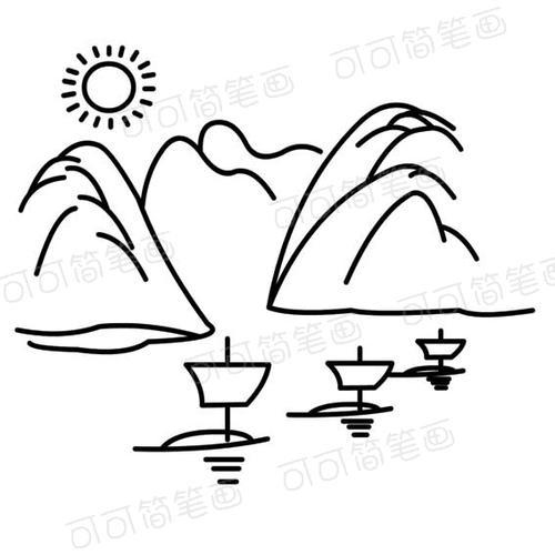 简笔画山风景图（森林风景图简笔画）(6)