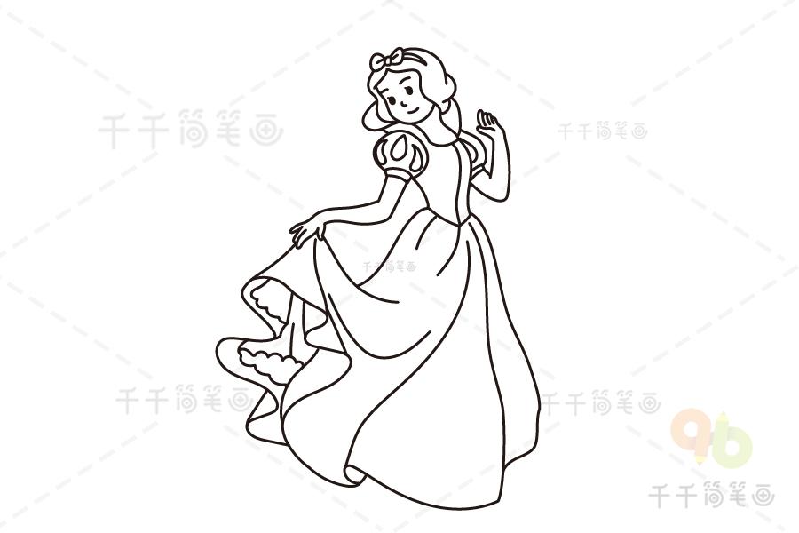 白雪公主的裙子简笔画漂亮（白雪公主公主裙简笔画）(10)