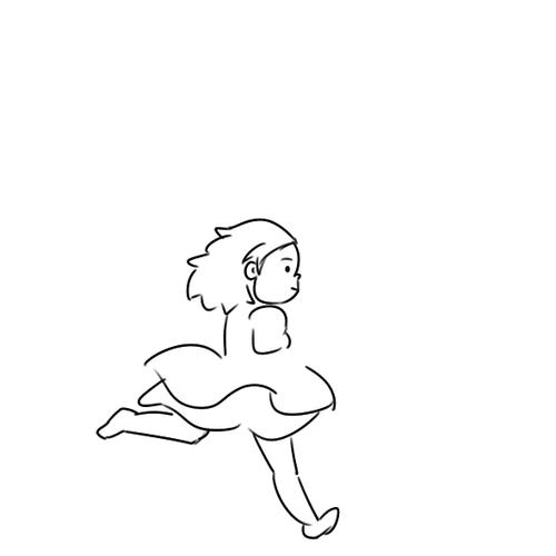 小女孩奔跑的简笔画（小女孩走路的简笔画）(1)