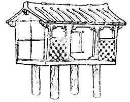 半干栏式建筑简笔画（房子建筑图简笔画）(2)