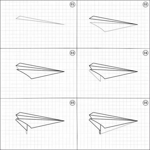 纸飞机简笔画平面向下（简笔画可爱纸飞机小图案）(3)
