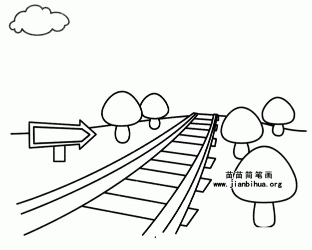 火车道简笔画立体（轨道列车简笔画图片大全）(5)