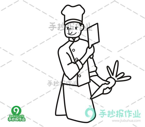 有关厨师的简笔画（厨师简笔画图片大全集）(7)