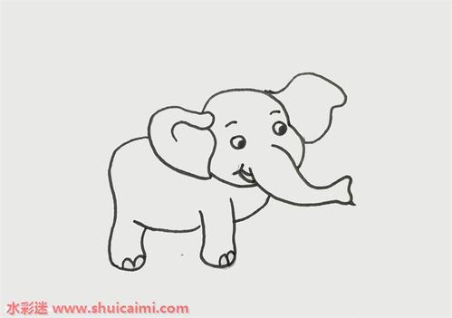 怎么画三原色的简笔画大象（大象怎么画简笔画可爱的）(8)