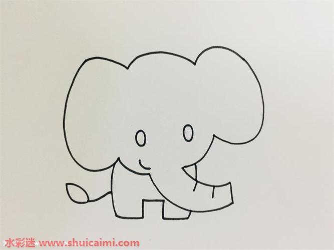 怎么画三原色的简笔画大象（大象怎么画简笔画可爱的）(9)