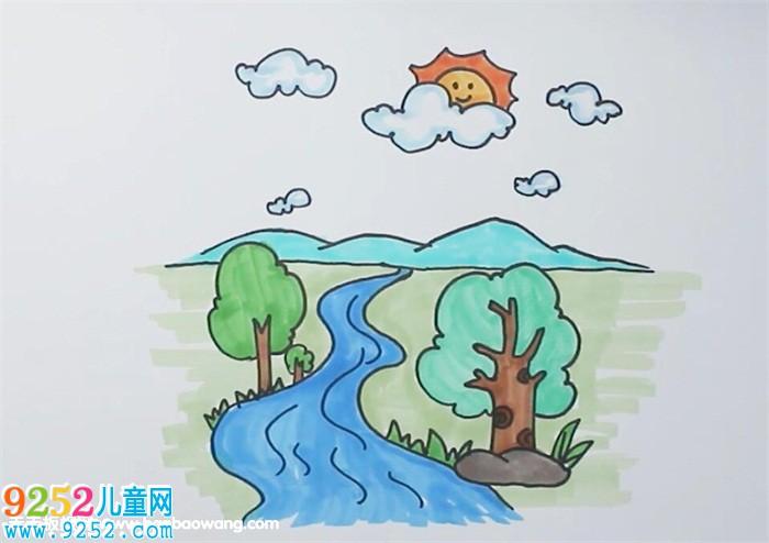 大自然风景图简笔画彩色（中国风景图片大全简笔画）(1)