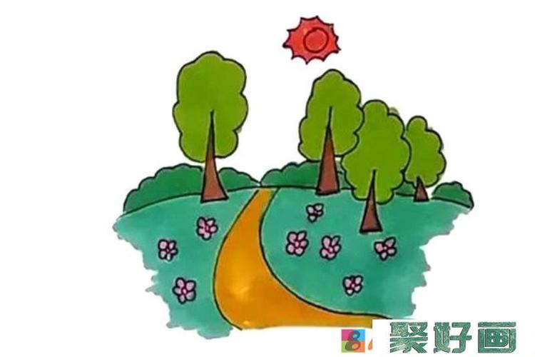 大自然风景图简笔画彩色（中国风景图片大全简笔画）(2)