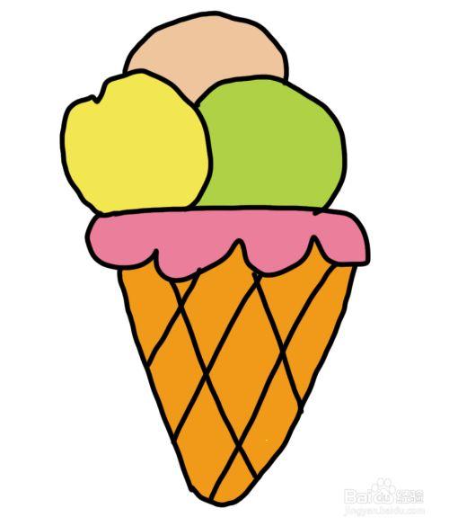 冰激凌简笔画有颜色（冰淇淋简笔画有颜色的）(10)