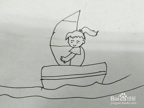船里坐着女孩简笔画（男孩女孩坐在桌子旁边的简笔画）(3)
