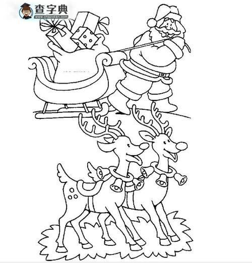 圣诞马车麋鹿简笔画（圣诞老人驾驯鹿简笔画教程）