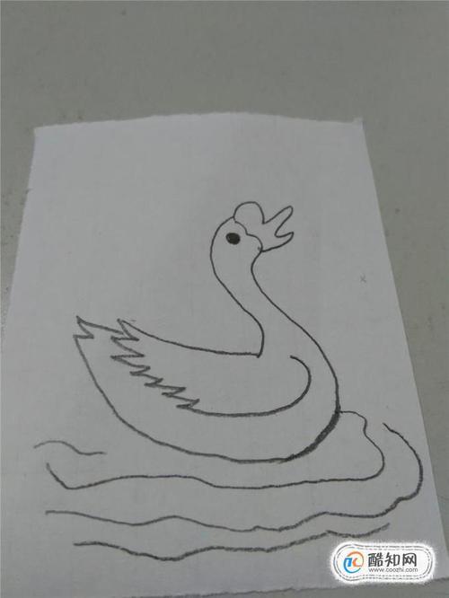 在水中游泳的鹅简笔画（大白鹅在水里游的简笔画）(2)