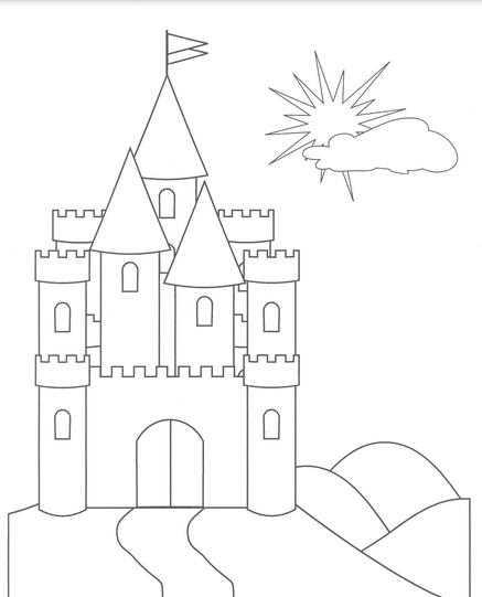 蓝天草地城堡简笔画（三角形城堡简笔画）(5)