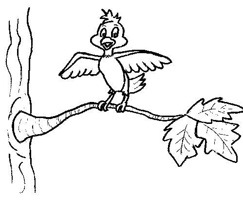 树叶盖在小鸟身上简笔画（小鸟停在窗户上简笔画）(7)
