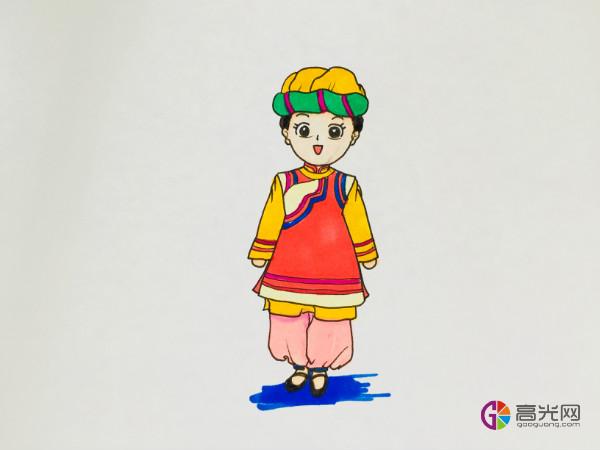 民族服饰头套简笔画幼儿园（幼儿园绘画民族服饰男孩）(10)