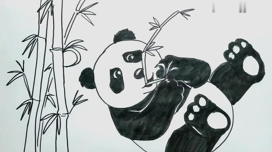 隔着玻璃观看熊猫简笔画（正面荡秋千的熊猫简笔画）(8)