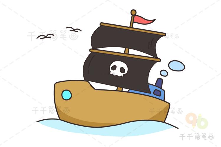 海盗船的简笔画（画一幅漂亮的小船画）(2)