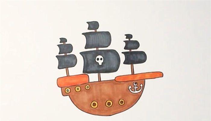 海盗船的简笔画（画一幅漂亮的小船画）(3)