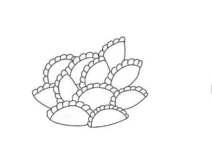 怎样画一盘饺子的简笔画（水饺的简笔画画法）(5)