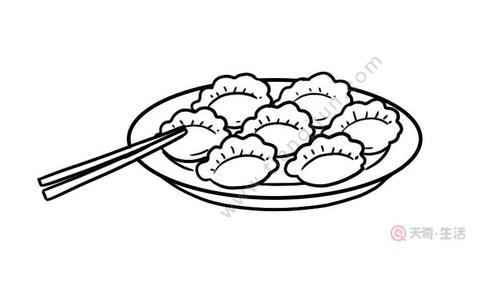 怎样画一盘饺子的简笔画（水饺的简笔画画法）(6)