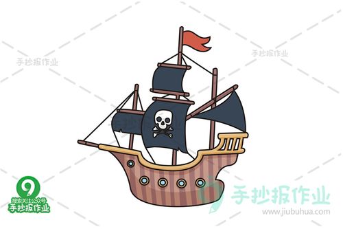 海盗船的简笔画（画一幅漂亮的小船画）(7)