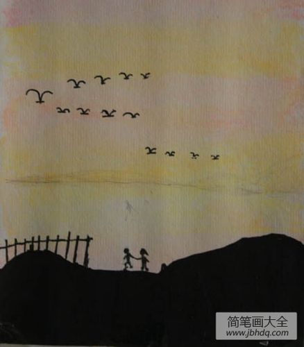 晚霞怎么画简笔画二年级（四五年级画的简笔画）