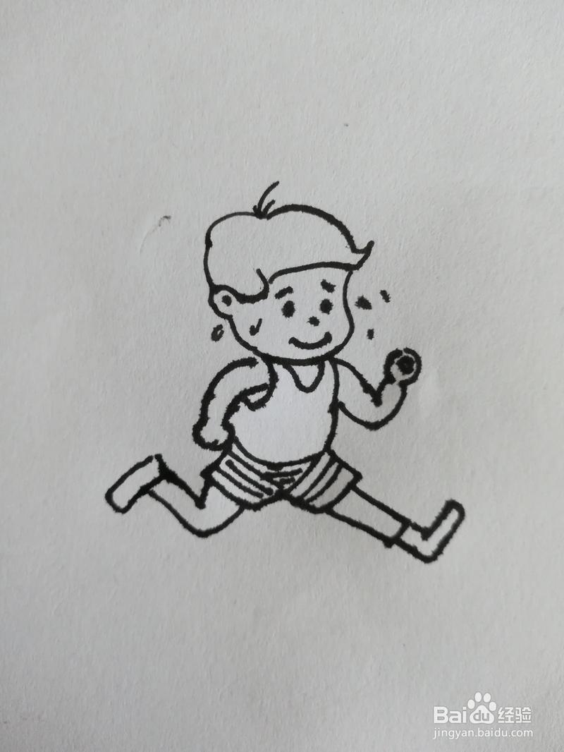 两个奔跑的少年简笔画（几个小朋友奔跑的简笔画）(2)