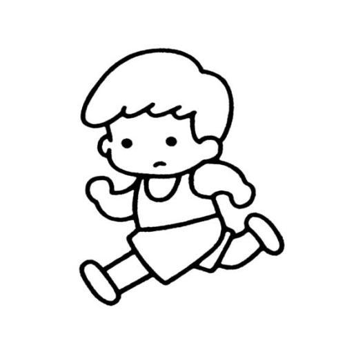 两个奔跑的少年简笔画（几个小朋友奔跑的简笔画）(4)
