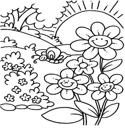 闪亮堂网简笔画美丽的花园（魔幻花园图片简笔画）(1)