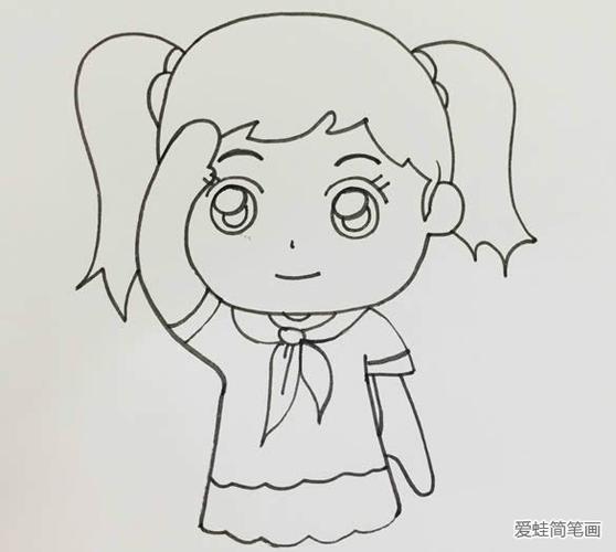 敬礼小孩简笔画侧颜（儿童侧面敬礼简笔画）(3)