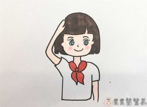 敬礼小孩简笔画侧颜（儿童侧面敬礼简笔画）(6)