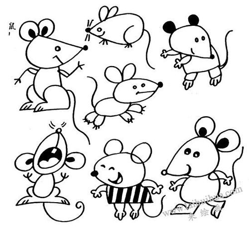 俄羅斯老鼠簡筆畫圖片（正方形老鼠簡筆畫）