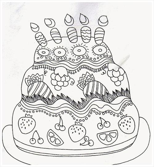蛋糕上女生简笔画（蛋糕上的简笔画小女孩）(9)