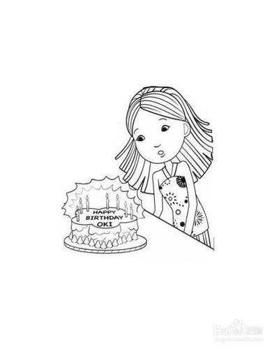 蛋糕上女生简笔画（蛋糕上的简笔画小女孩）(10)