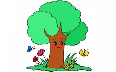 绿色树干图片简笔画（树干简笔画步骤图）(1)