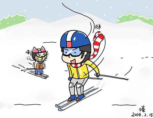 空中技巧滑雪简笔画（滑雪的简笔画步骤图片）(2)