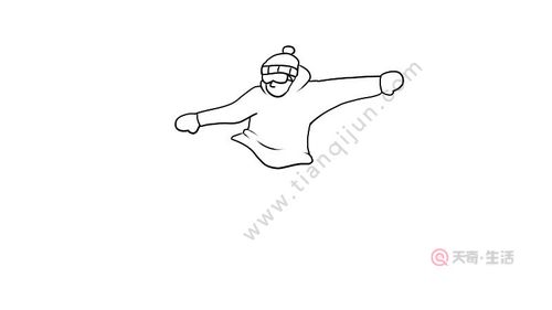 空中技巧滑雪简笔画（滑雪的简笔画步骤图片）(3)