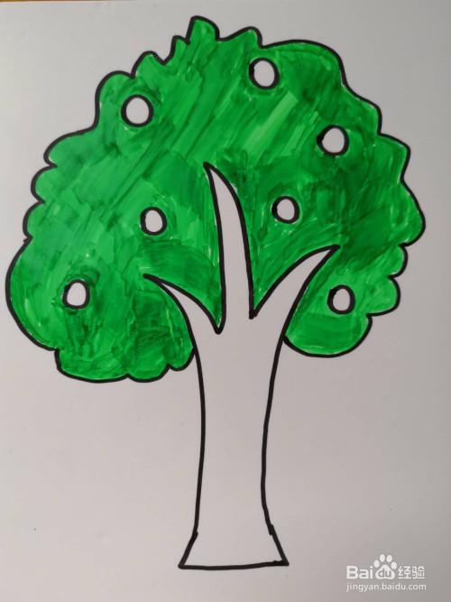 绿色树干图片简笔画（树干简笔画步骤图）(4)